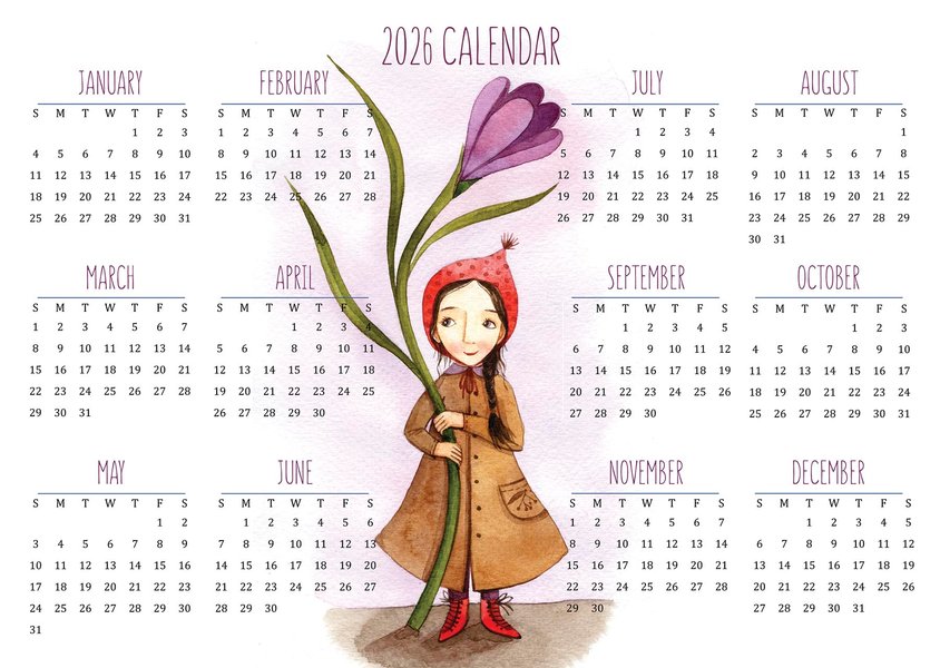 Календар 2025 англійською (A5 настінний)  - Calendar 2025